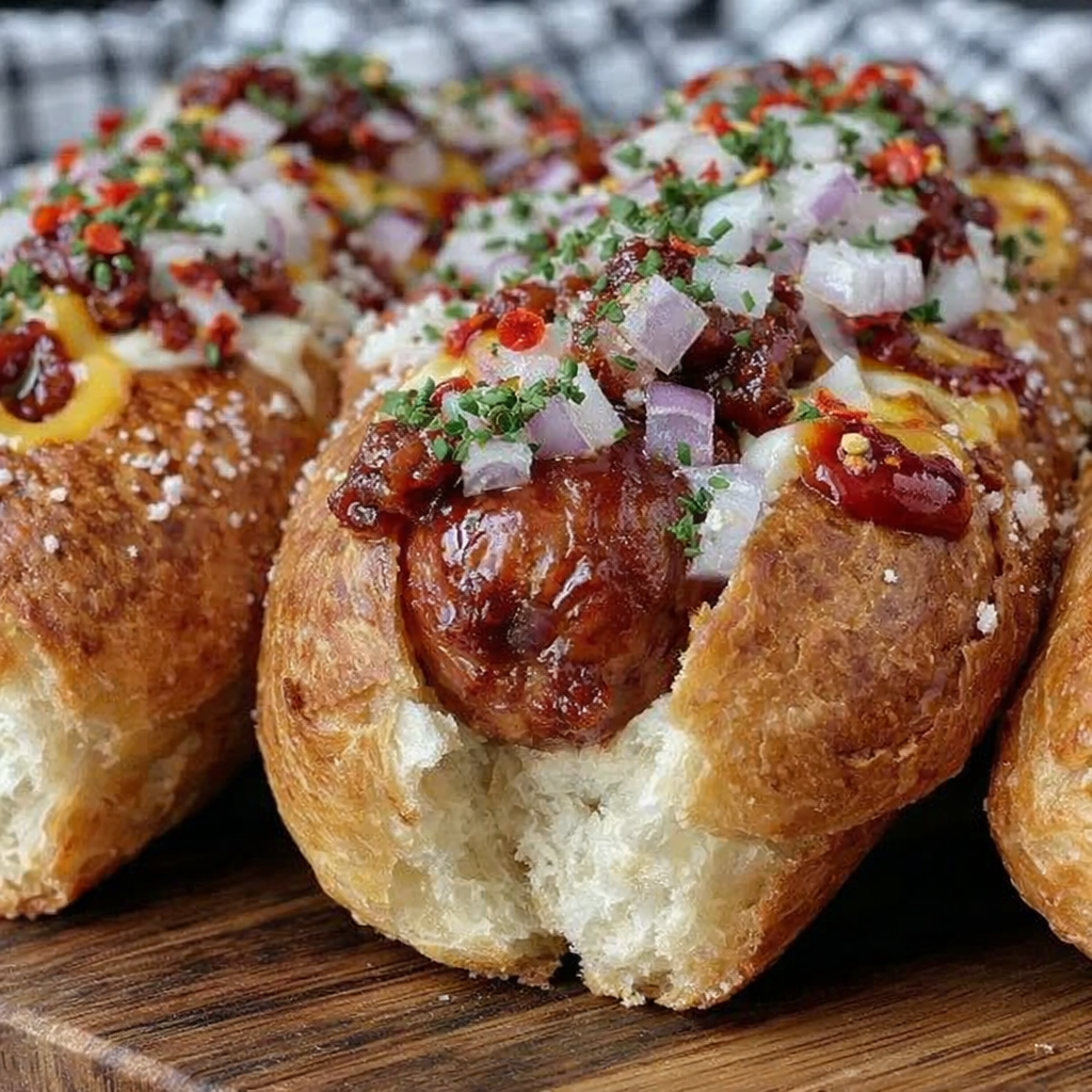 Easy 5-Step Recipe : Firecracker Hot Dogs 5 Easy baked firecracker hot dogs topped with sesame seeds and glossy sauce