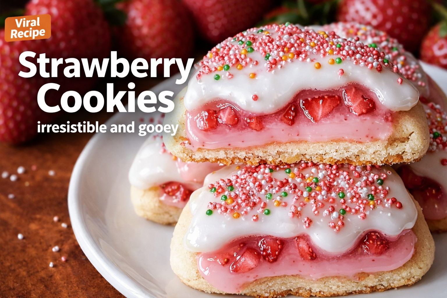 7 Easy Steps - Strawberry Pop Tart Sugar Cookies 5 Strawberry Pop Tart Sugar Cookies with icing on top