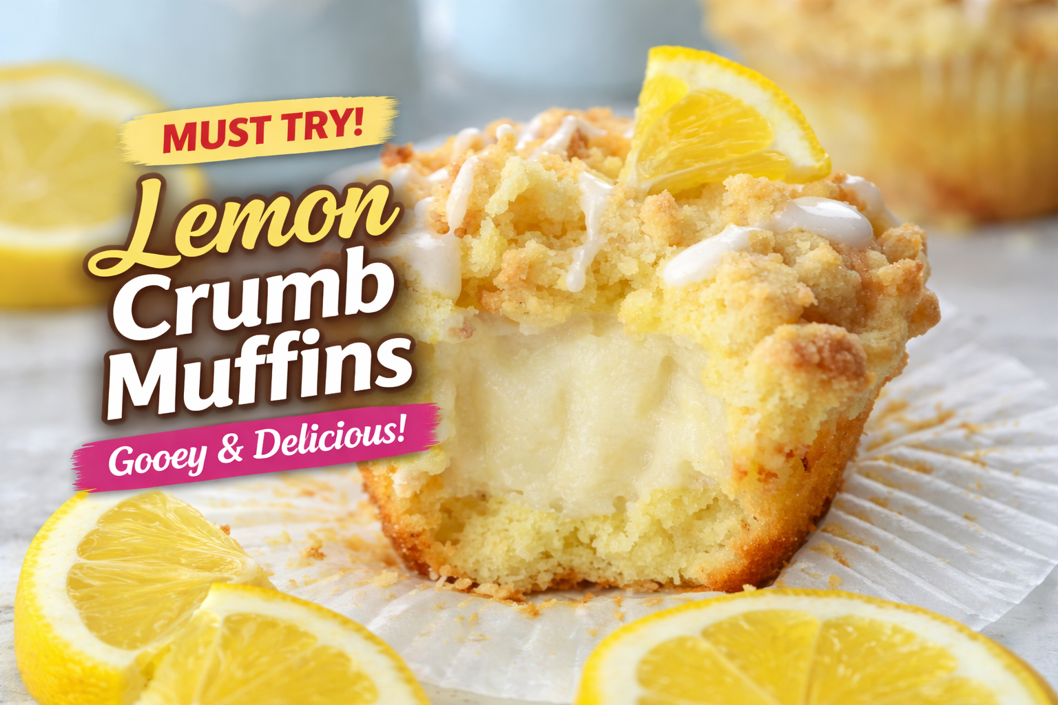 Fresh Lemon Cream Cheese Muffins with creamy center on plate