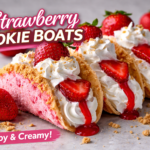 Strawberry Cookie Boats with cream filling and fresh strawberries