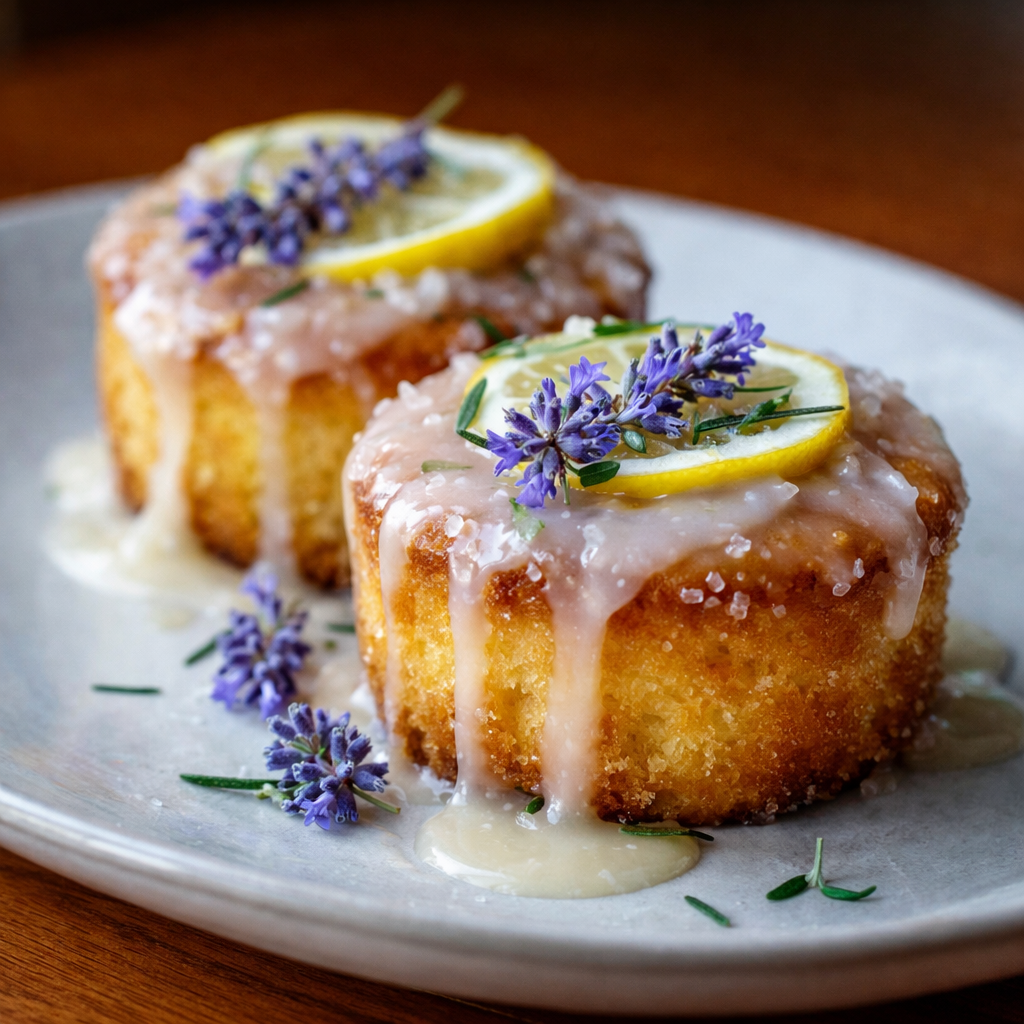 Mini Lemon Cakes: Easy Fresh Lavender Treat 5 Fresh baked mini lemon cakes with lemon zest