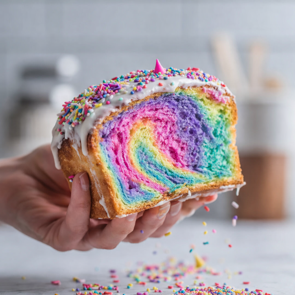 Unicorn Bread – 5 Easy Steps for a Stunning Loaf 6 Freshly baked unicorn bread loaf sliced