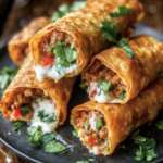 Nacho Egg Rolls – Best 5 Easy Crispy Bites 7 Golden fried nacho egg rolls served with dip