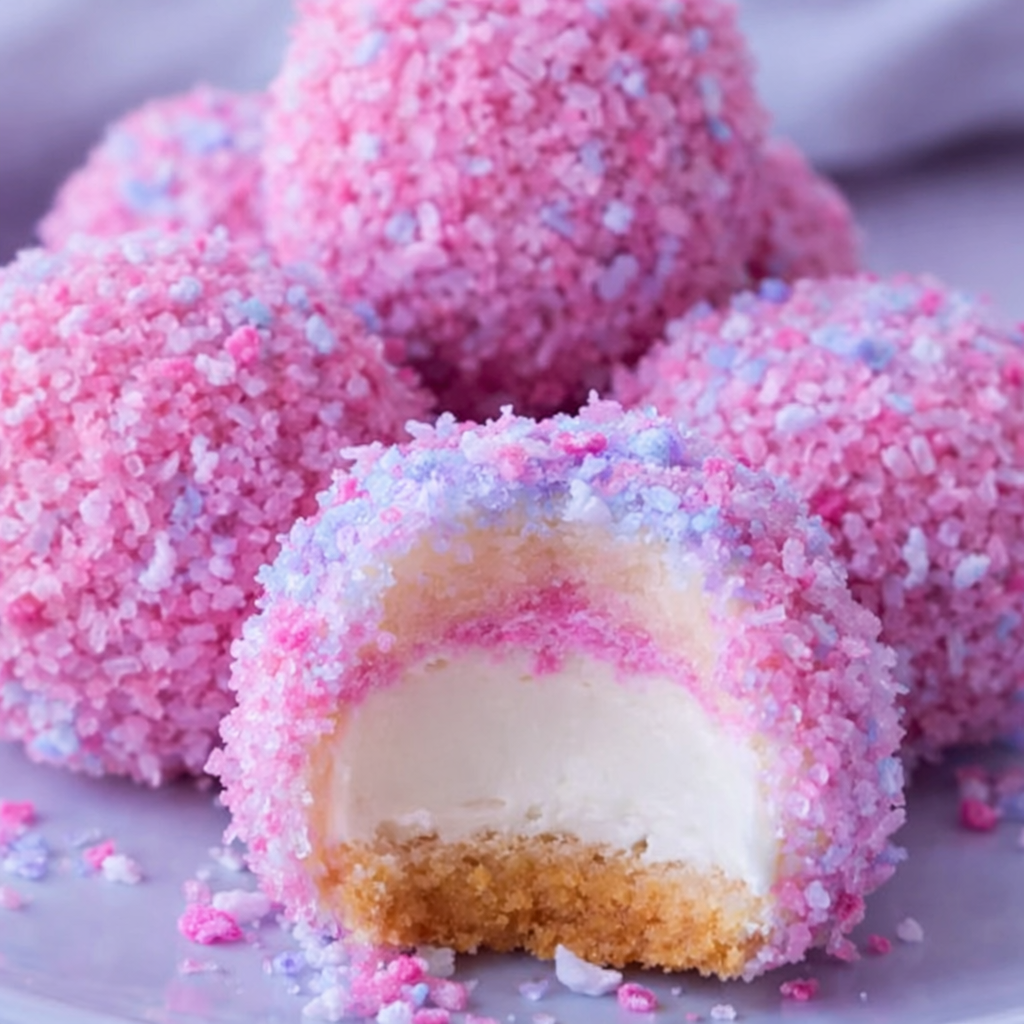 5 Easy Fun Ideas - Cotton Candy Cheesecake Bombs 5 colorful cheesecake bombs party dessert