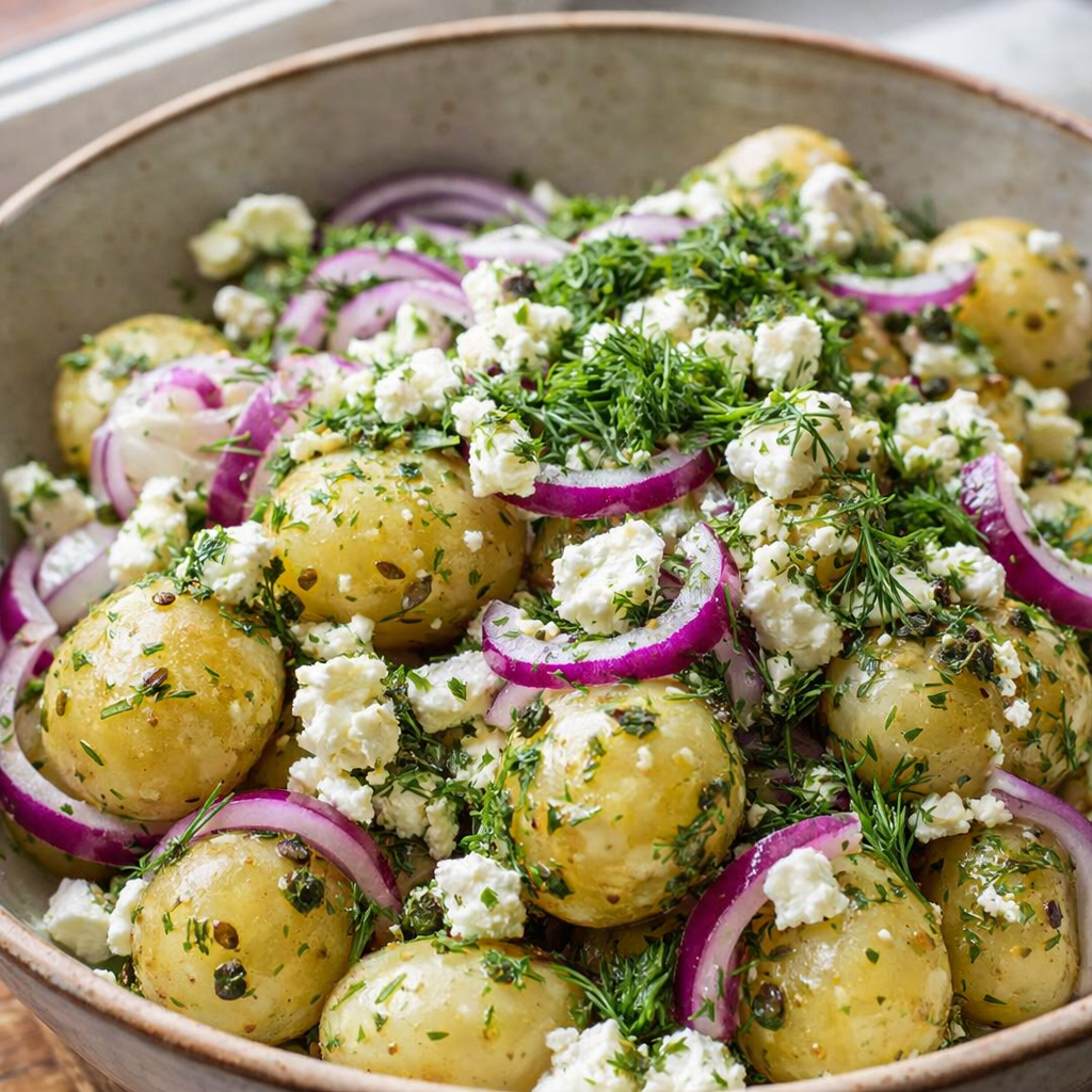 Mediterranean potato salad with lemon and parsley