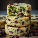 Homemade cranberry pistachio shortbread slices