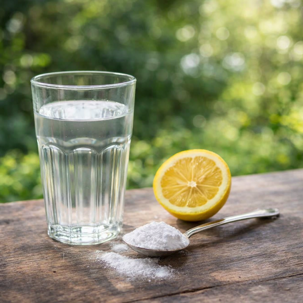 Lemon baking soda detox drink preparation