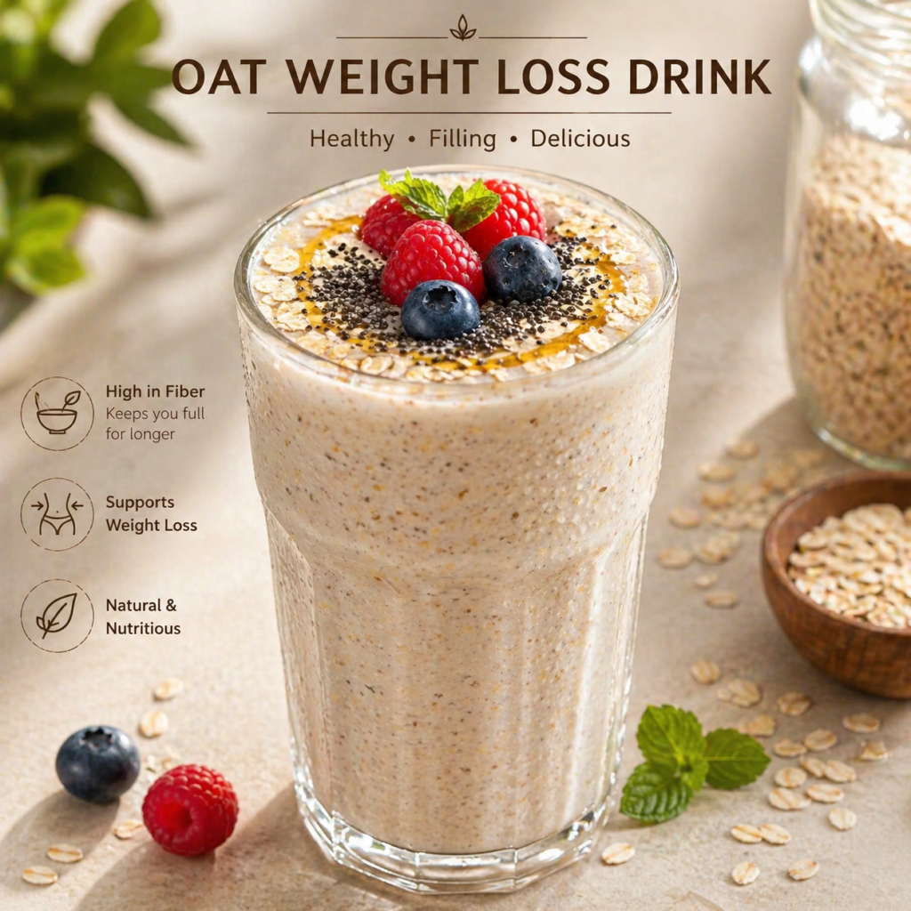 Creamy oat weight loss drink with chia seeds