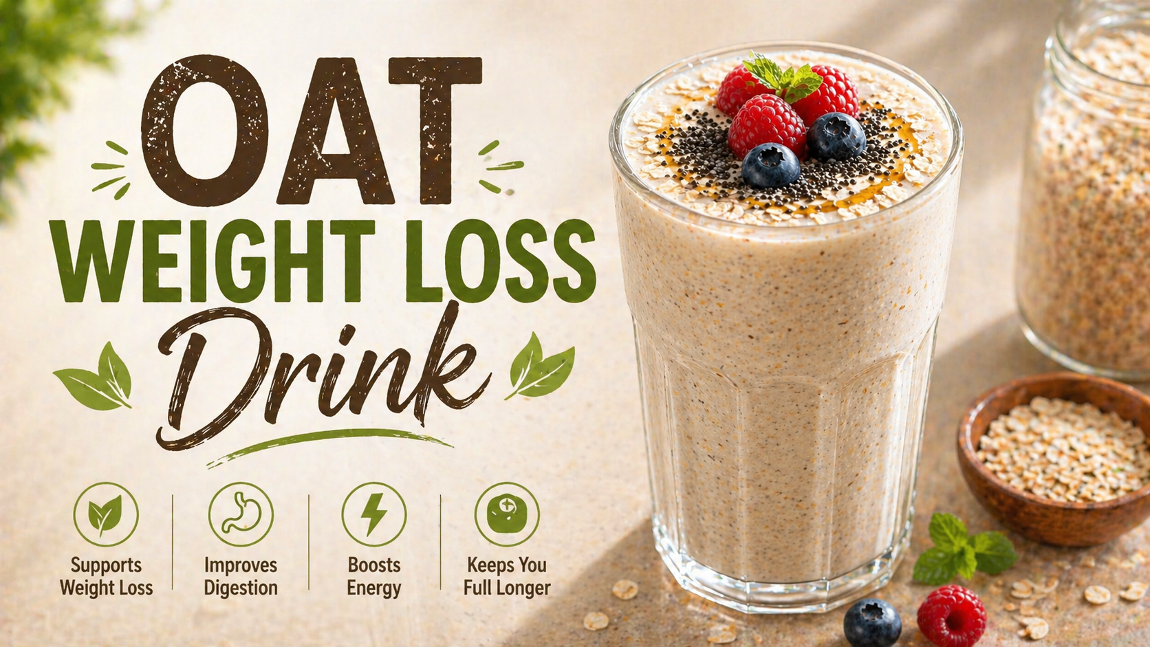Oat weight loss drink in a glass with cinnamon