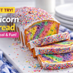 Colorful unicorn bread slices with rainbow swirl