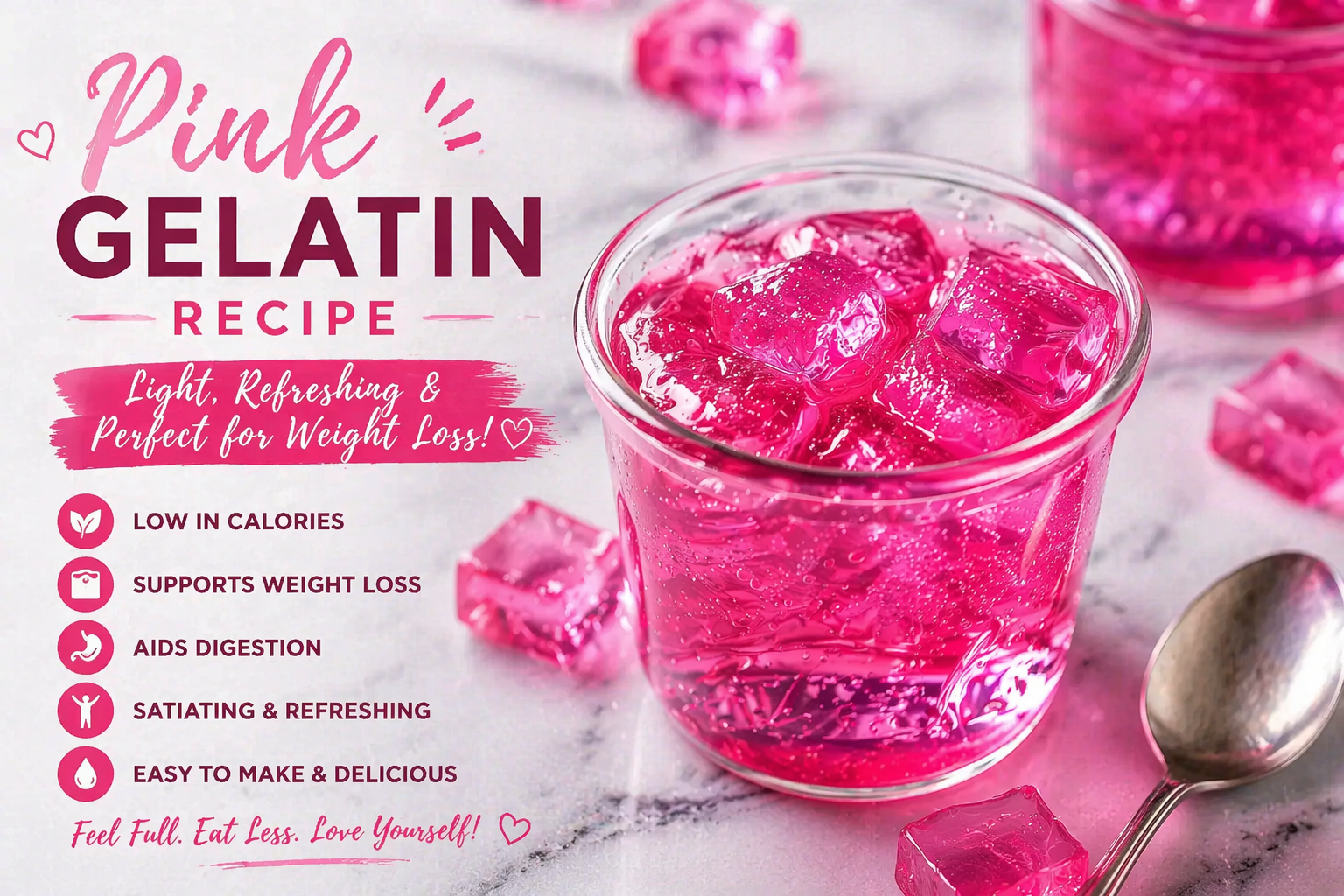 Pink gelatin recipe in glass cups