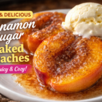 Cinnamon sugar baked peaches fresh from oven