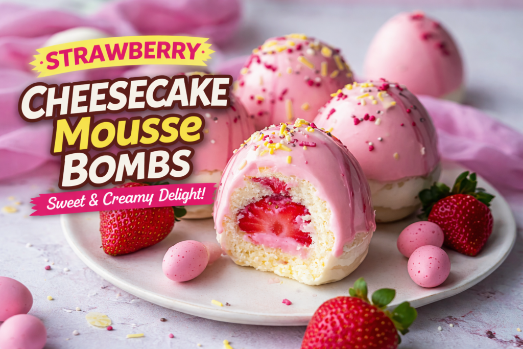 Strawberry Shortcake Easter Egg with creamy filling and white chocolate shell