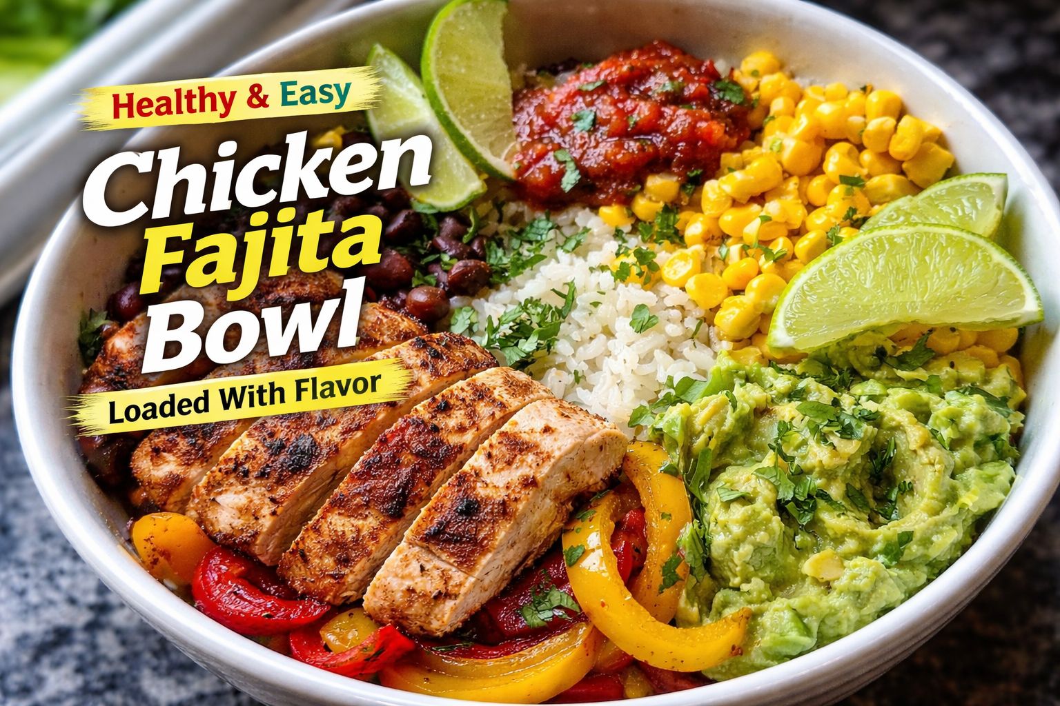 7 Easy & Delicious Ways: Fajita Chicken Burrito Bowl 4 Fajita Chicken Burrito Bowl with rice, peppers, and avocado