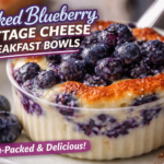 Baked blueberry cottage cheese breakfast bowls fresh from oven