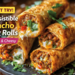 Crispy nacho egg rolls with melted cheese inside