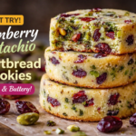 Cranberry Pistachio Shortbread Cookies on tray