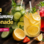 Flat tummy lemonade in a glass with lemon slices