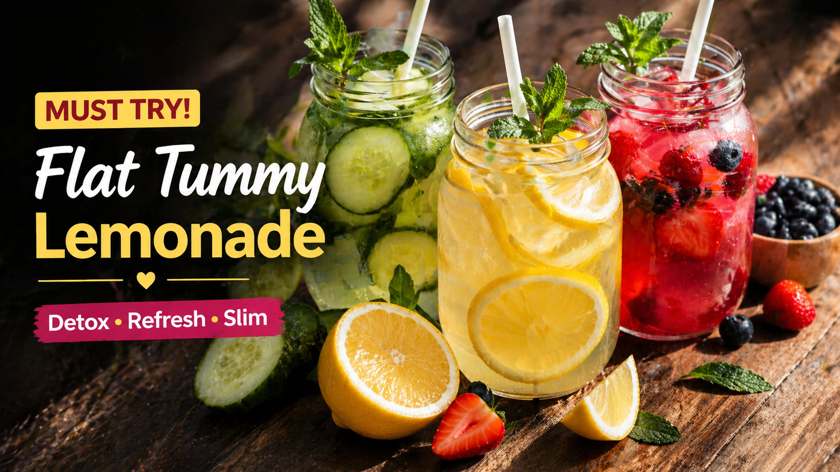 Flat tummy lemonade in a glass with lemon slices