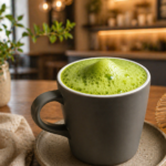 Healthy green matcha metabolism shot with ice