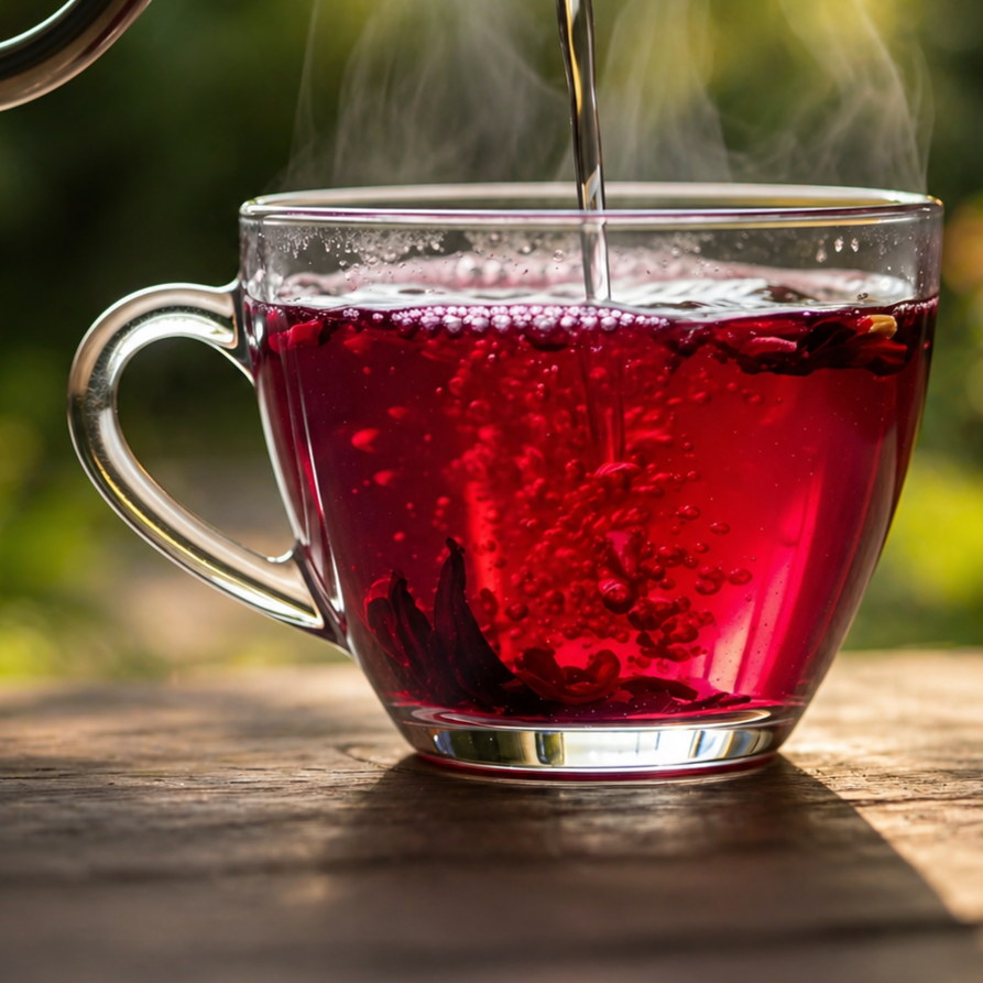 Iced hibiscus tea healthy herbal drink