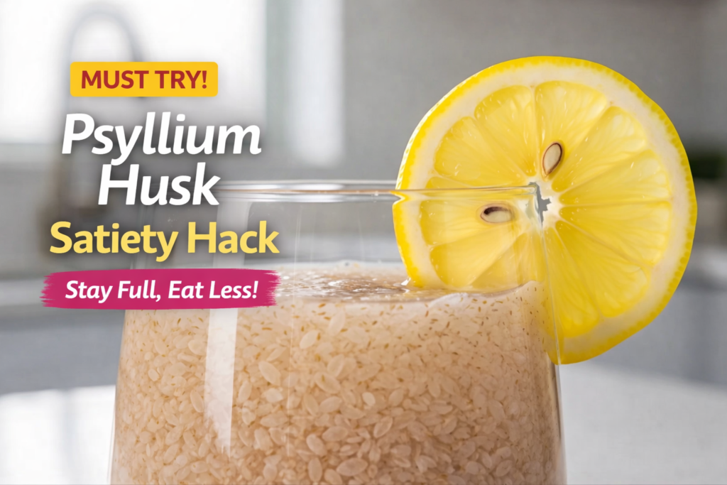 Psyllium husk satiety drink in glass