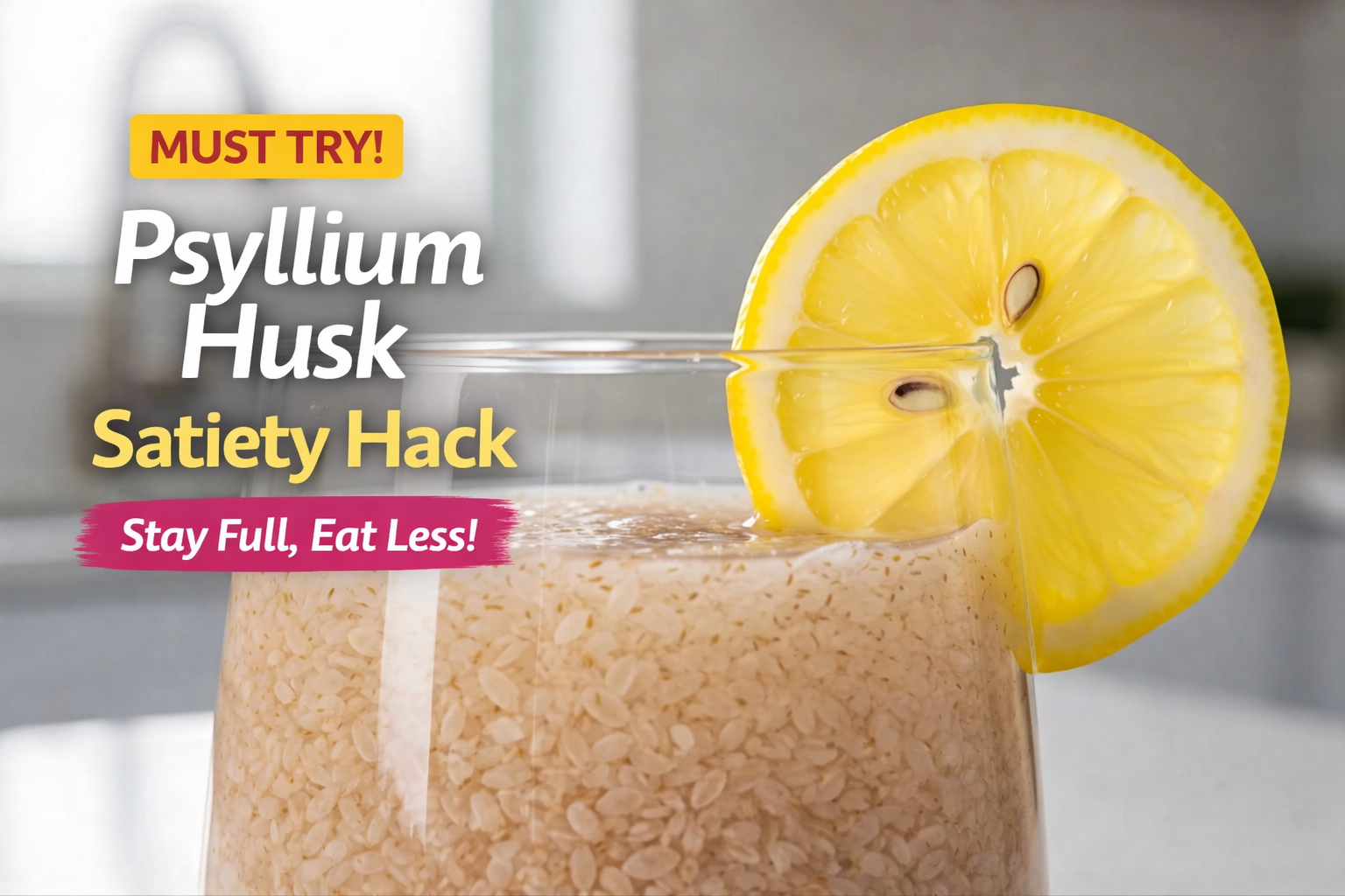 Psyllium husk satiety drink in glass