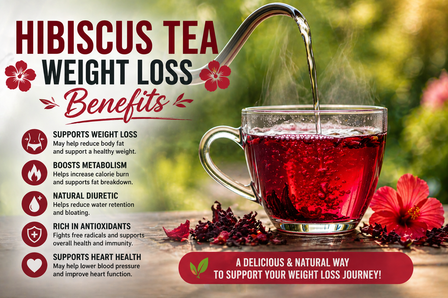 Hibiscus tea weight loss benefits drink in glass cup