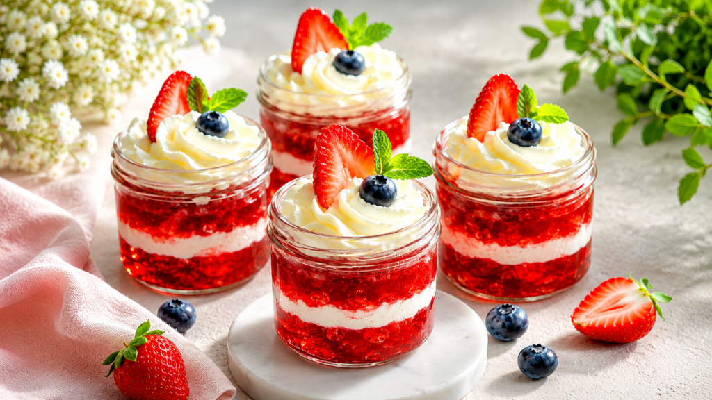 Homemade sugar free gelatin in glass cups