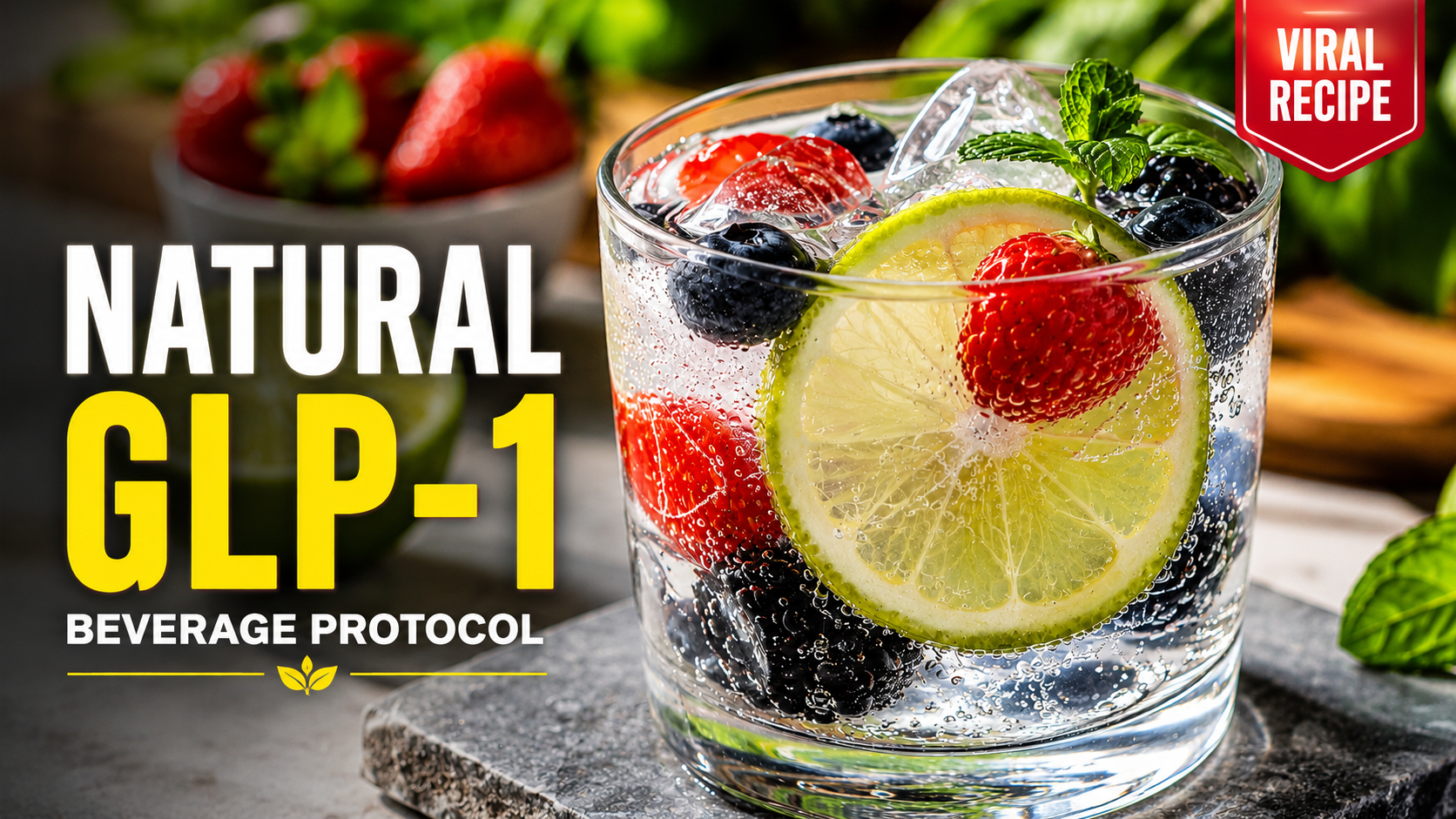 Natural GLP-1 beverage protocol in a glass with lemon