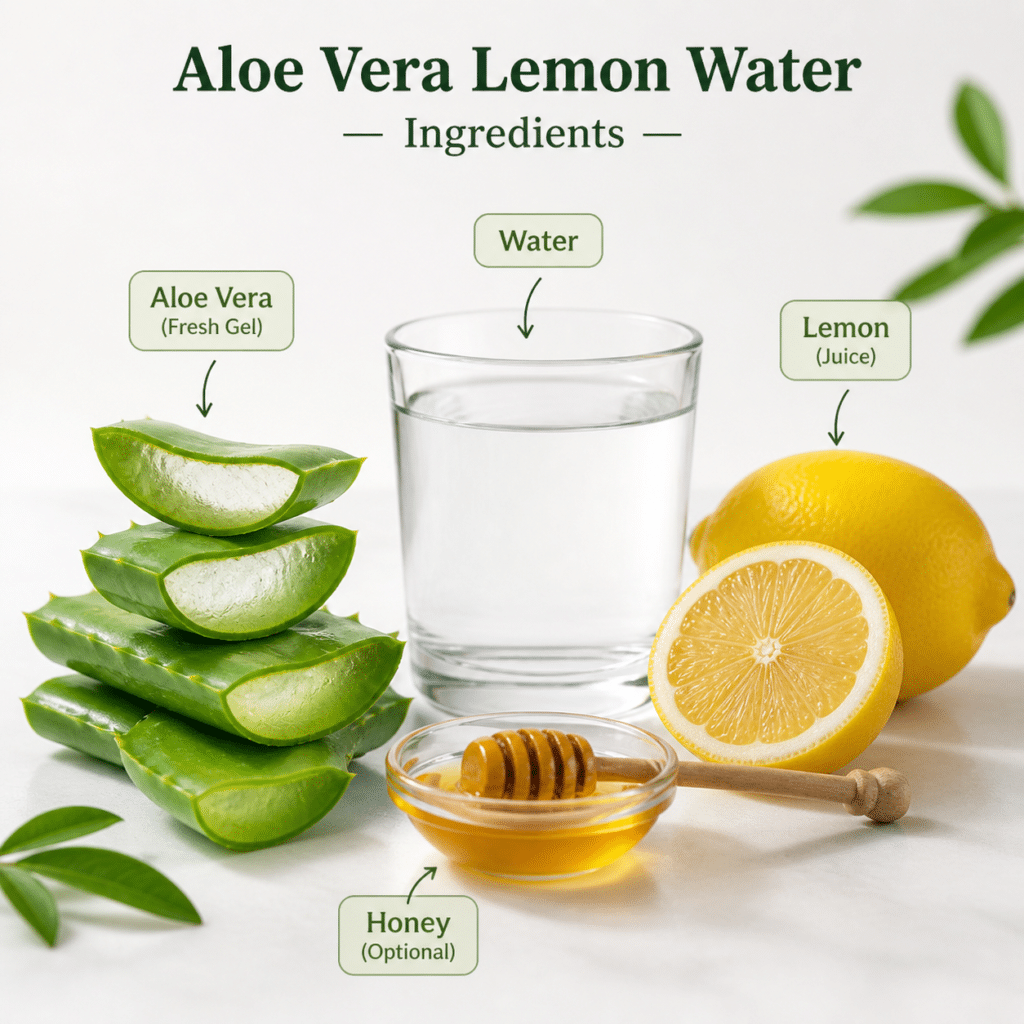 Healthy aloe vera lemon water morning drink