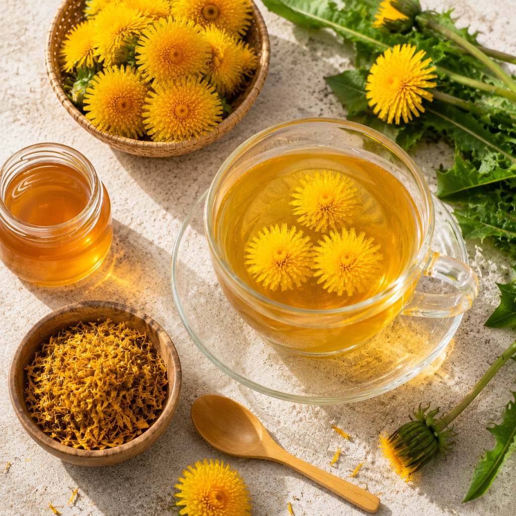 Healthy herbal tea with lemon and honey