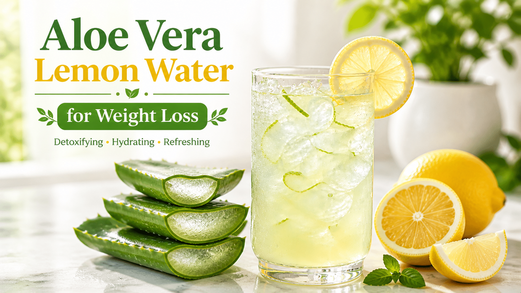 Aloe Vera Lemon Water for Weight Loss in glass