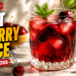 Pouring sparkling water into tart cherry juice for Nighttime Fat Burner drink