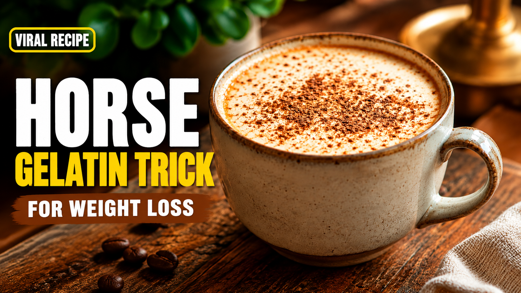 Horse Gelatin Trick wellness drink in a glass mug