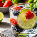 Natural GLP-1 beverage protocol in a glass with lemon