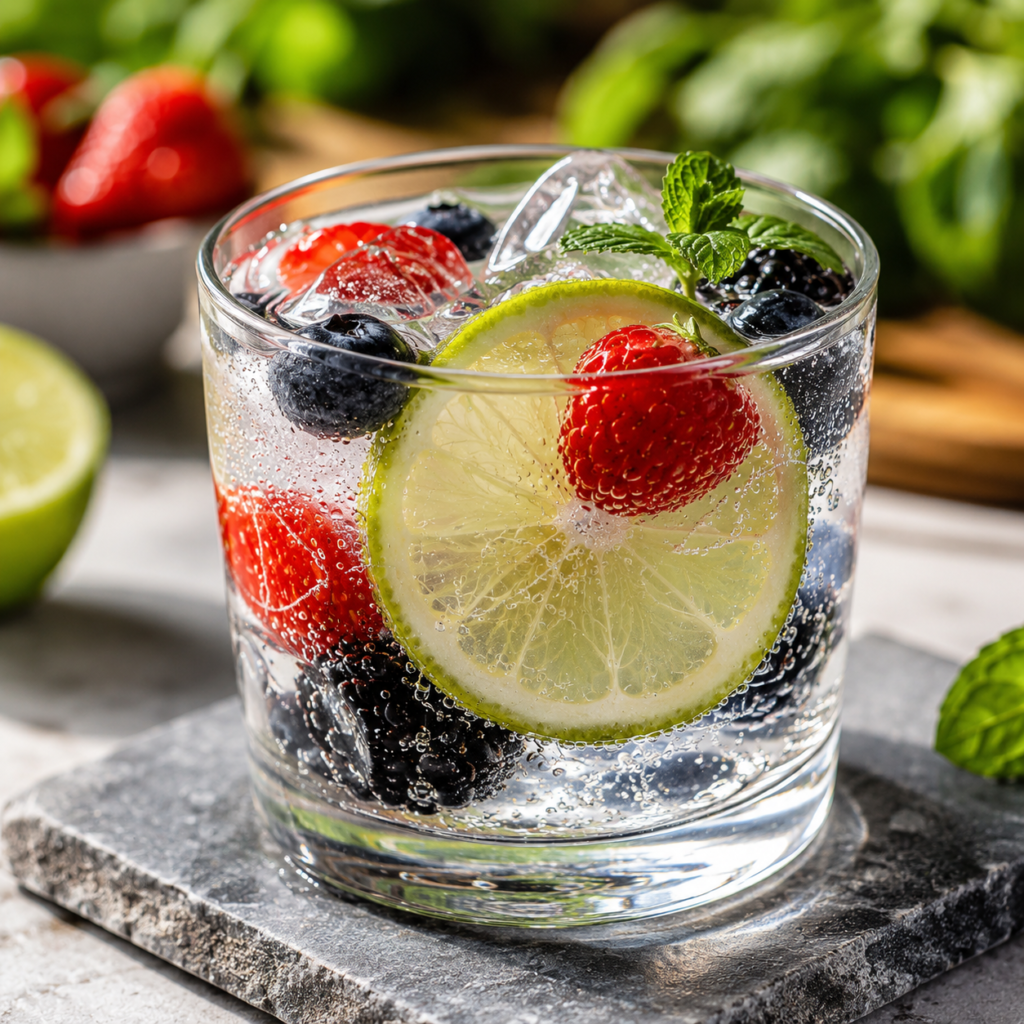 Healthy natural GLP-1 beverage blended with berries